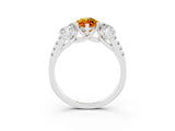 White gold Three-Stone Marquise Cut Citrine Ring with Pavé Band and Prong Setting_15