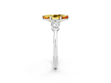White gold Three-Stone Marquise Cut Citrine Ring with Pear Side Stones and Four-Prong Setting_2