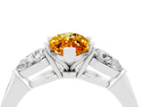 White gold Three-Stone Marquise Cut Citrine Ring with Pear Side Stones and Four-Prong Setting_4