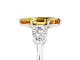 White gold Three-Stone Marquise Cut Citrine Ring with Pear Side Stones and Four-Prong Setting_5