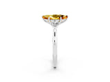 White gold Three-Stone Marquise Cut Citrine Ring with Pear  Side Stones in Four-Prong Setting_14