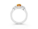 White gold Three-Stone Marquise Cut Citrine Ring with Pear  Side Stones in Four-Prong Setting_15