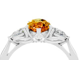 White gold Three-Stone Marquise Cut Citrine Ring with Pear  Side Stones in Four-Prong Setting_16