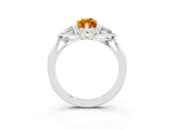 White gold Three-Stone Marquise Cut Citrine Ring with Pear  Side Stones in Four-Prong Setting_51