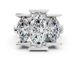 White gold Three Stone Marquise Cut Cut Channel Set Diamond Ring_157