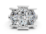 White gold Three Stone Marquise Cut Cut Channel Set Diamond Ring_74