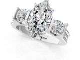 White gold Three-Stone Marquise Cut Cut Classic Band Prong Setting Ring_8