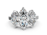 White gold Three-Stone Marquise Cut Cut Diamond Engagement Ring with Flat Band and Four-Prong Setting_116