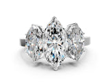White gold Three-Stone Marquise Cut Cut Diamond Engagement Ring with Flat Band and Four-Prong Setting_191