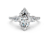 White gold Three-Stone Marquise Cut Cut Diamond Pavé Band with Prong Setting_19