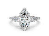 White gold Three-Stone Marquise Cut Cut Diamond Pavé Band with Prong Setting_25