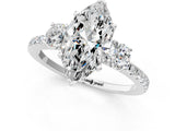 White gold Three-Stone Marquise Cut Cut Diamond Pavé Band with Prong Setting_26