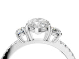 White gold Three-Stone Marquise Cut Cut Diamond Pavé Band with Prong Setting_29