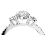 White gold Three-Stone Marquise Cut Cut Diamond Pavé Band with Prong Setting_35