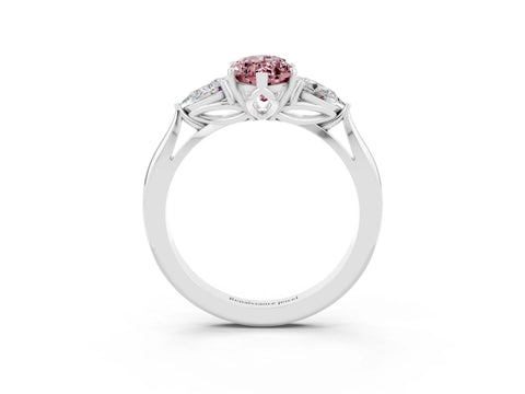 White gold Three-Stone Marquise Cut Cut Diamond Ring with Pear Side Stones in Four-Prong Setting_3