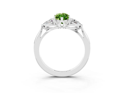 White gold Three-Stone Marquise Cut Cut Diamond Ring with Pear Side Stones in Four-Prong Setting_3