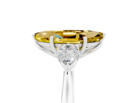 White gold Three-Stone Marquise Cut Cut Diamond Ring with Pear Side Stones in Four-Prong Setting_5