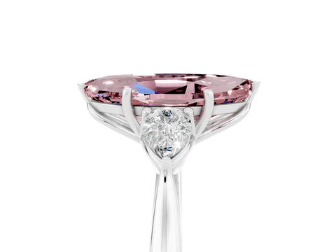 White gold Three-Stone Marquise Cut Cut Diamond Ring with Pear Side Stones in Four-Prong Setting_5