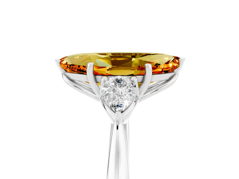 White gold Three-Stone Marquise Cut Cut Diamond Ring with Pear Side Stones in Four-Prong Setting_5