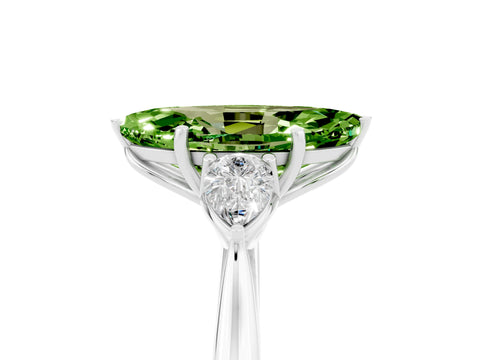 White gold Three-Stone Marquise Cut Cut Diamond Ring with Pear Side Stones in Four-Prong Setting_5