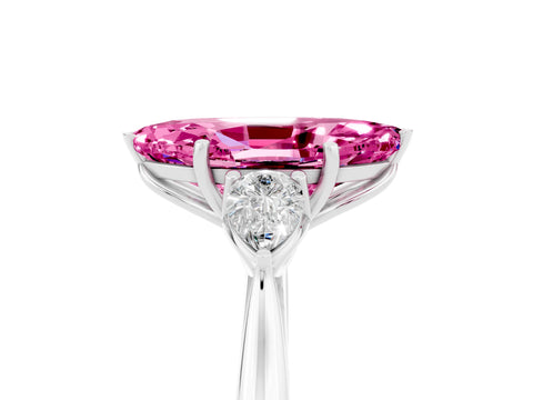 White gold Three-Stone Marquise Cut Cut Diamond Ring with Pear Side Stones in Four-Prong Setting_5