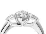 White gold Three-Stone Marquise Cut Cut Diamond Ring with Trillion Side Stones and Four-Prong Setting_19