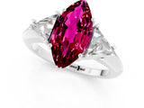 White gold Three-Stone Marquise Cut Cut Diamond Ring with Trillion Side Stones and Four-Prong Setting_1