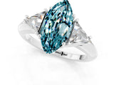 White gold Three-Stone Marquise Cut Cut Diamond Ring with Trillion Side Stones and Four-Prong Setting_1