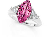 White gold Three-Stone Marquise Cut Cut Diamond Ring with Trillion Side Stones and Four-Prong Setting_1