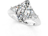 White gold Three-Stone Marquise Cut Cut Diamond Ring with Trillion Side Stones and Four-Prong Setting_1