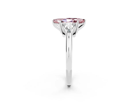 White gold Three-Stone Marquise Cut Cut Diamond Ring with Trillion Side Stones and Four-Prong Setting_2