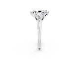 White gold Three-Stone Marquise Cut Cut Diamond Ring with Trillion Side Stones and Four-Prong Setting_2