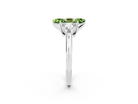 White gold Three-Stone Marquise Cut Cut Diamond Ring with Trillion Side Stones and Four-Prong Setting_2