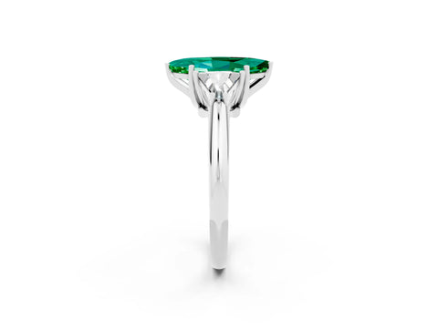 White gold Three-Stone Marquise Cut Cut Diamond Ring with Trillion Side Stones and Four-Prong Setting_2