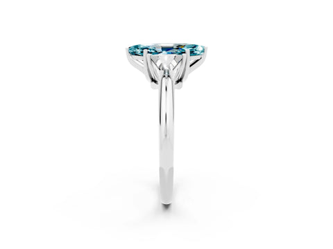 White gold Three-Stone Marquise Cut Cut Diamond Ring with Trillion Side Stones and Four-Prong Setting_2