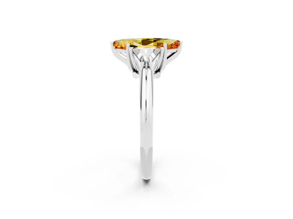 White gold Three-Stone Marquise Cut Cut Diamond Ring with Trillion Side Stones and Four-Prong Setting