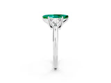 White gold Three-Stone Marquise Cut Cut Diamond Ring with Trillion Side Stones and Four-Prong Setting_2