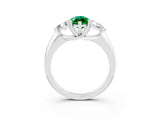 White gold Three-Stone Marquise Cut Cut Diamond Ring with Trillion Side Stones and Four-Prong Setting_3