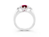 White gold Three-Stone Marquise Cut Cut Diamond Ring with Trillion Side Stones and Four-Prong Setting_3
