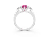 White gold Three-Stone Marquise Cut Cut Diamond Ring with Trillion Side Stones and Four-Prong Setting_3