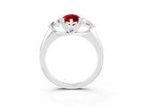 White gold Three-Stone Marquise Cut Cut Diamond Ring with Trillion Side Stones and Four-Prong Setting_3