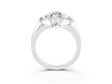 White gold Three-Stone Marquise Cut Cut Diamond Ring with Trillion Side Stones and Four-Prong Setting_3