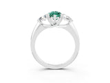 White gold Three-Stone Marquise Cut Cut Diamond Ring with Trillion Side Stones and Four-Prong Setting_3