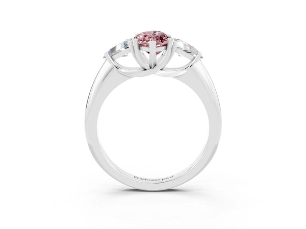 Platinum Three-Stone Marquise Cut Cut Diamond Ring with Trillion Side Stones and Four-Prong Setting