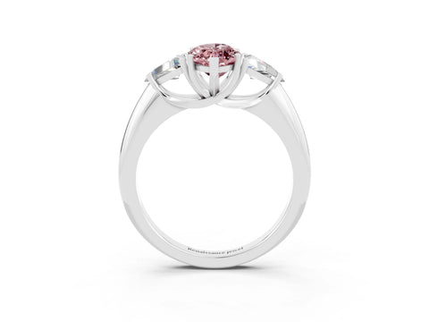White gold Three-Stone Marquise Cut Cut Diamond Ring with Trillion Side Stones and Four-Prong Setting_3