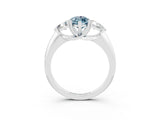 White gold Three-Stone Marquise Cut Cut Diamond Ring with Trillion Side Stones and Four-Prong Setting_3