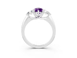 White gold Three-Stone Marquise Cut Cut Diamond Ring with Trillion Side Stones and Four-Prong Setting_3