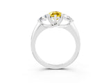 White gold Three-Stone Marquise Cut Cut Diamond Ring with Trillion Side Stones and Four-Prong Setting_3