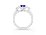 White gold Three-Stone Marquise Cut Cut Diamond Ring with Trillion Side Stones and Four-Prong Setting_3