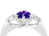 White gold Three-Stone Marquise Cut Cut Diamond Ring with Trillion Side Stones and Four-Prong Setting_4